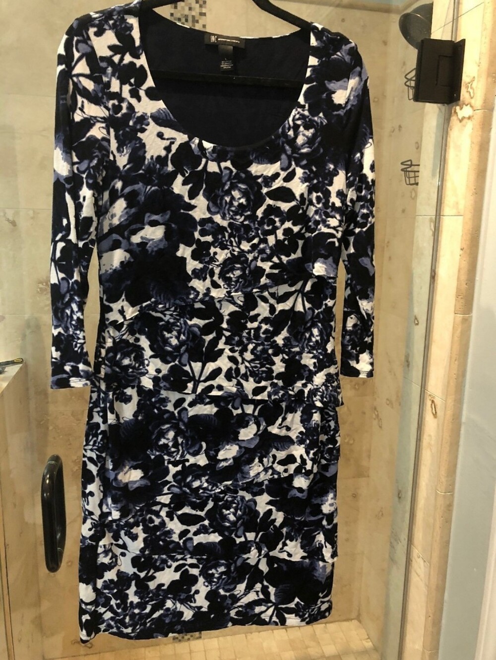 INC International Concepts Navy and White Floral Dress